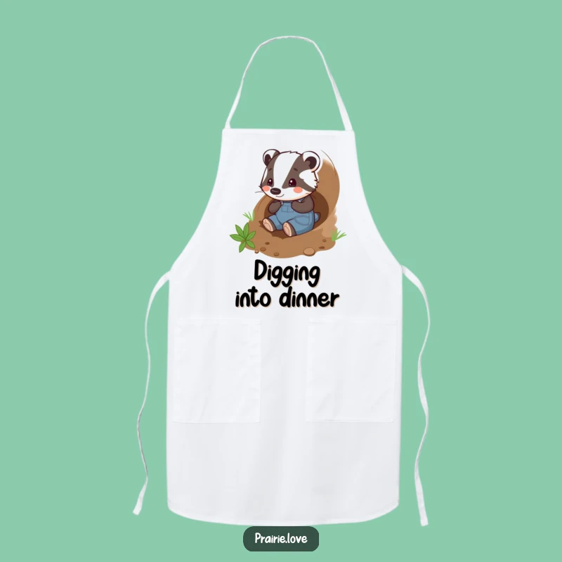 Funny Badger Gardener Apron: Playful Tunneler, Kitchen Funny Gift