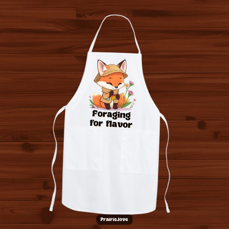 Funny Scout Fox Apron: A curious fox in scout uniform ready to cook, blending practicality with a humorous woodland theme.
