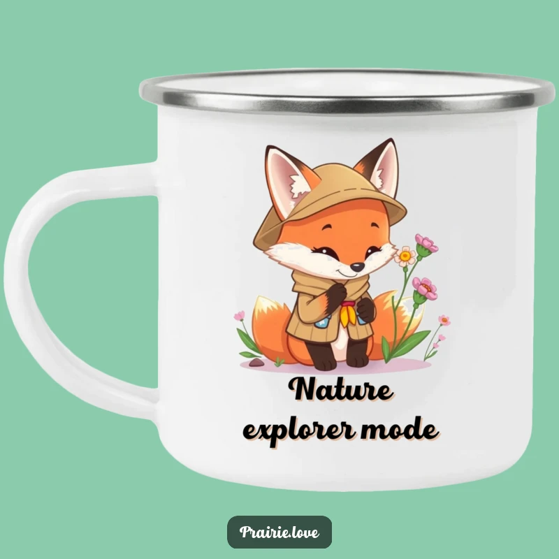 Funny Scout Fox Camping Mug: Enamel Explorer Cup, Perfect Funny Outdoor Gift