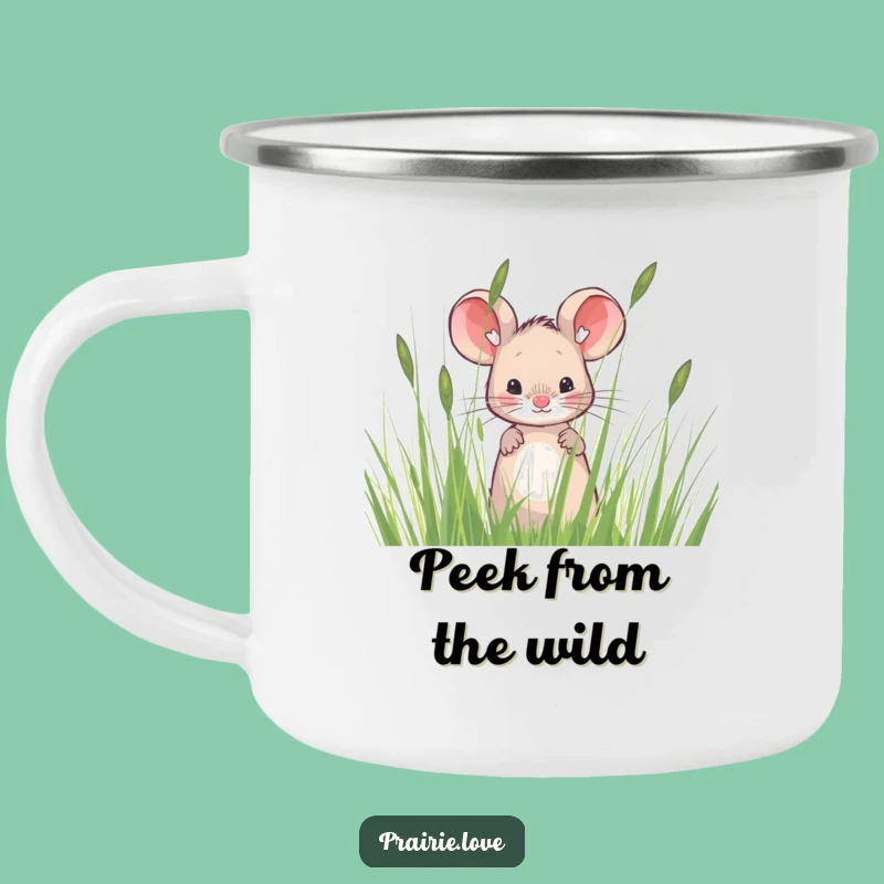 Funny Mouse Enamel Mug: Prairie Grass Adventure, Perfect Funny Gift