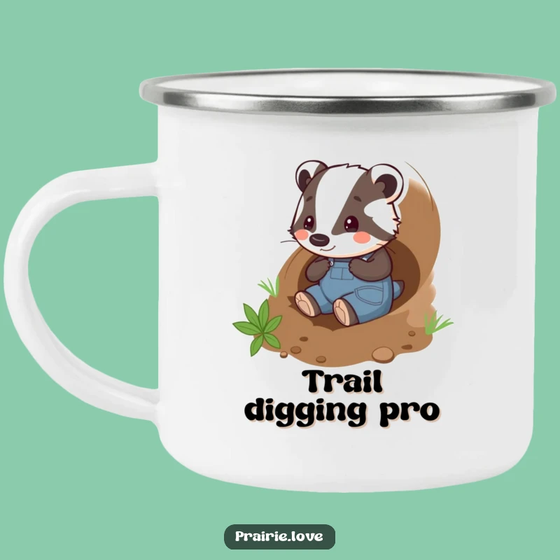 Funny Badger Gardener Camping Mug: Playful Tunneler, Outdoor Funny Gift