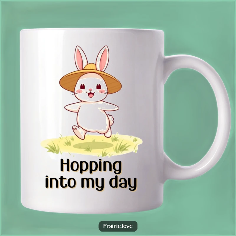 Funny Rabbit Mug: Happy Straw Hat Hopper Gift, Perfect for Cheerful Mornings