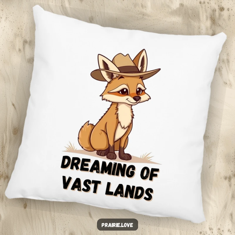 Funny Coyote Ranger Pillow: A soft cushion with a determined coyote in a ranger hat, offering comfort and a watchful presence.