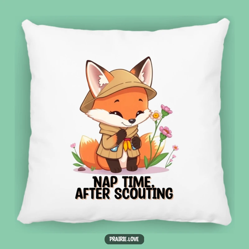 Funny Scout Fox Pillow: Soft & Cozy Curious Explorer Cushion, Perfect Funny Gift