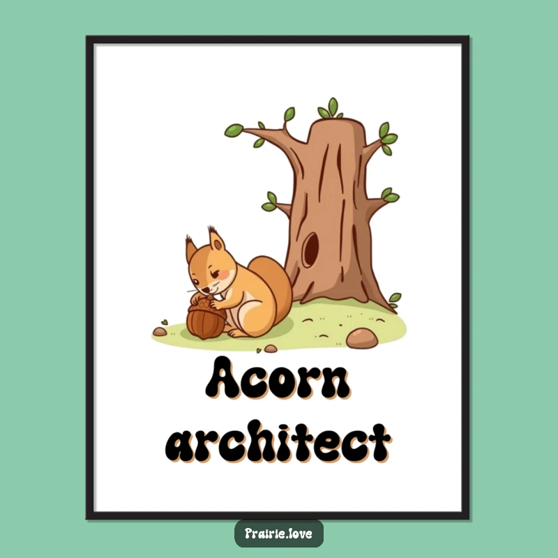 Funny Squirrel Acorn Digital Art - Hilarious Instant Download Decor