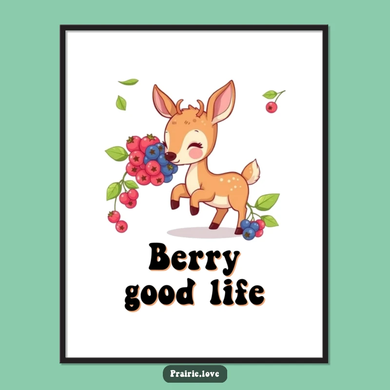 Funny Deer Berry Digital Art - Hilarious Instant Download Decor