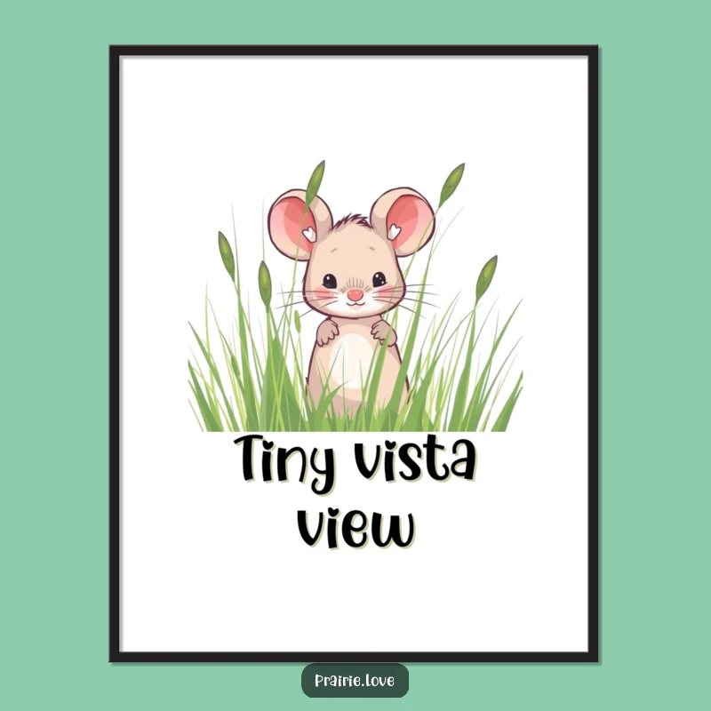 Funny Mouse Digital Print: Prairie Grass Charm, Instant Funny Gift Download