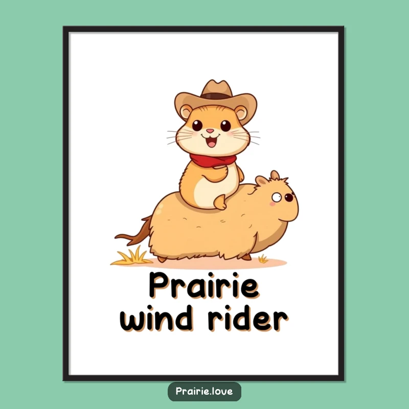 Funny Prairie Dog Cowboy Digital Art: Tumbleweed Rider, Downloadable Funny Gift