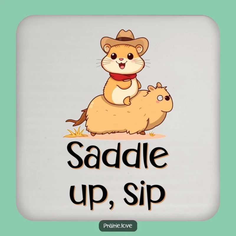 Funny Prairie Dog Cowboy Coaster: Tumbleweed Rider, Cute Funny Gift