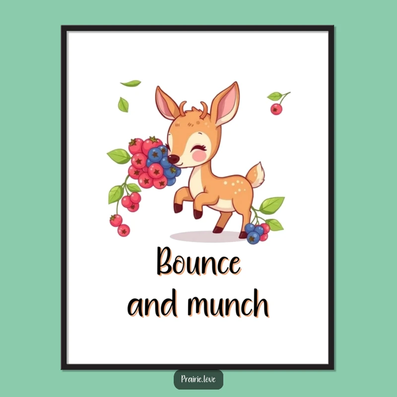 Funny Deer Berry Poster - Hilarious Woodland Art for Your Walls