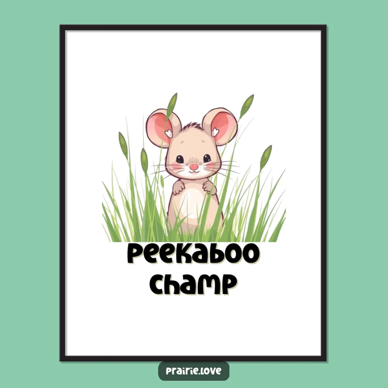 Funny Mouse Art Poster: Adorable Prairie Grass Scene, Delightful Funny Gift