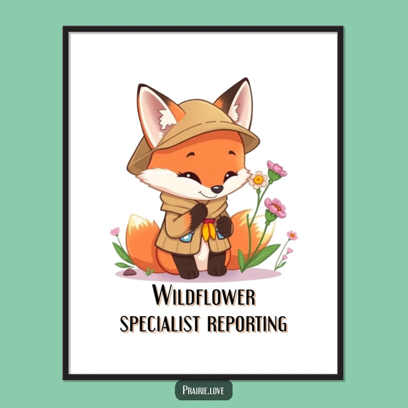 Funny Scout Fox Poster: Whimsical Curious Explorer Wall Art, Ideal Funny Gift