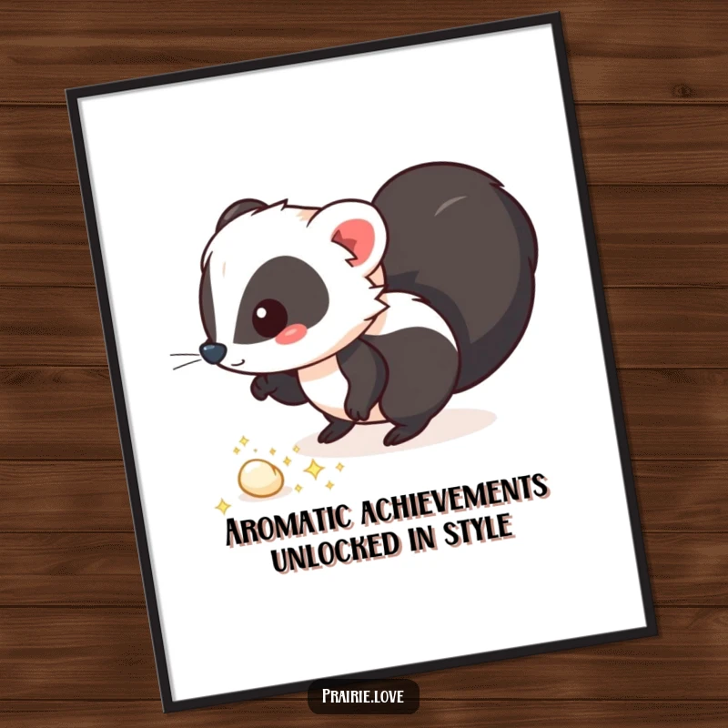 Funny Free Printable Wall Art: A whimsical skunk leaving a trail of sparkling, aromatic puffs, adding quirky charm to the room.