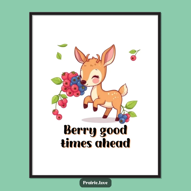 Funny Free Printable Wall Art: Bouncing Deer Berry Delight Downloadable Decor!