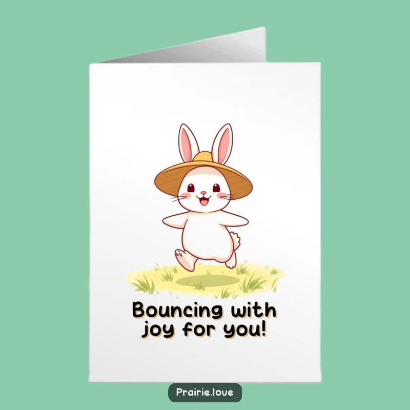 Free Printable Bouncing Rabbit Congrats Card: Funny DIY Downloadable Gift for Big Wins