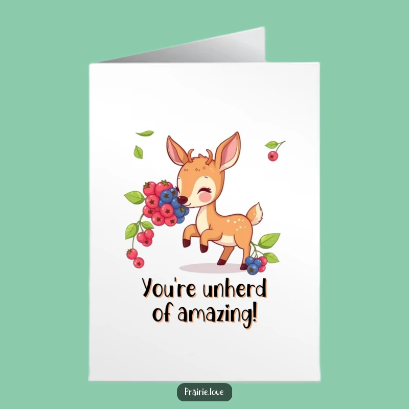 Free Printable Congrats Card: Bouncing Deer Celebrating Success Downloadable!