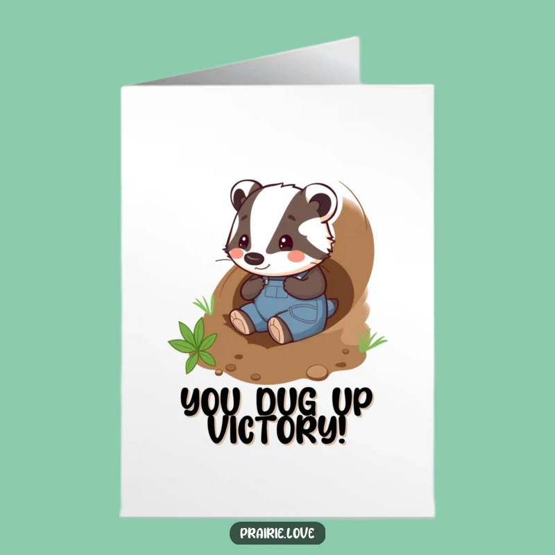 Free Printable Congrats Card: Funny Badger Gardener, Great Downloadable Achievement Gift!