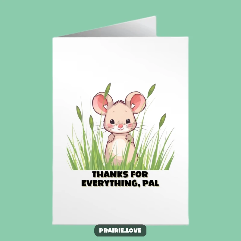 Free Printable Thank You Card: Cute Mouse Peeking, Heartfelt Downloadable Gift