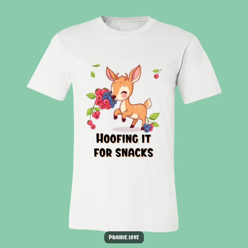 Funny Deer Berry T-Shirt - Hilarious Woodland Snack Time